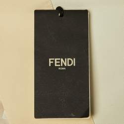 Pre Owned Fendi Cream Wool & Leather Embellished Cocktail Dress M