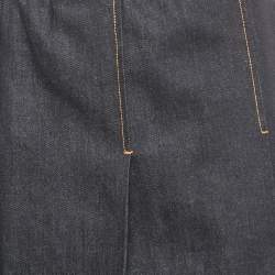 Pre Owned Fendi Navy Blue Denim Pleated Midi Skirt S