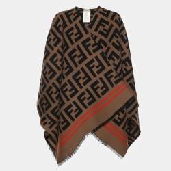 مملوكة مسبقًا Fendi Camel FF Wool Blend Cape OS