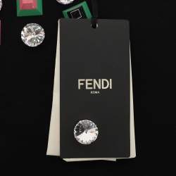 Pre Owned Fendi Black Knit Embellished Neck Detail Cropped Sweatshirt M