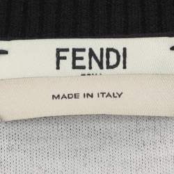 Pre Owned Fendi Black Knit Embellished Neck Detail Cropped Sweatshirt M