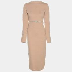 Pre Owned Fendi Beige Knit Cropped Top and Skirt Set S