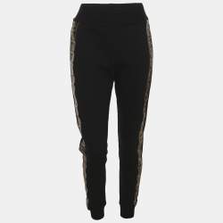 Pre Owned Fendi Black Jersey FF Logo Jogger S  