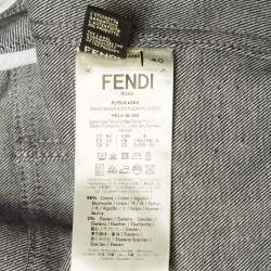 Pre Owned Fendi Dark Blue Denim Heart Embroidered Jacket S