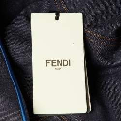 Pre Owned Fendi Dark Blue Denim Heart Embroidered Jacket S