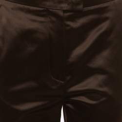 Pre Owned بنطلون فيندي ساتان بني داكن بقصة مستقيمة مقاس صغير