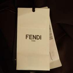 Pre Owned بنطلون فيندي ساتان بني داكن بقصة مستقيمة مقاس صغير