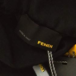 Pre Owned Fendi Black Silk & Wool Applique Knee Length Sheath Skirt L