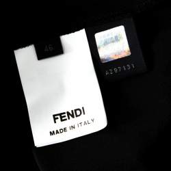 Pre Owned Fendi Black Silk & Wool Applique Knee Length Sheath Skirt L