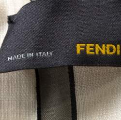 Pre Owned Fendi Cream Striped Silk Blend Cape Detail Dress M