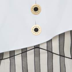 Pre Owned Fendi Cream Striped Silk Blend Cape Detail Dress M