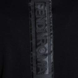 Pre Owned Fendi Black Cotton Embellished Neckline Short Sleeve Top M