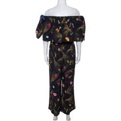 Fendi Black Crepe Printed Off Shoulder Jumpsuit S