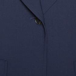 Pre Owned Fendi Navy Blue Wool Blend Striped Cuff Detail Tailored Blazer XL