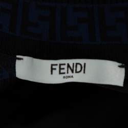 Pre Owned Fendi Black Silk Ribbed Logo Detail Blouse M