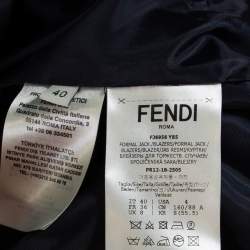 Pre Owned Fendi Navy Blue Wool Blend Striped Cuff Detail Tailored Blazer S