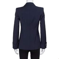 Pre Owned Fendi Navy Blue Wool Blend Striped Cuff Detail Tailored Blazer S