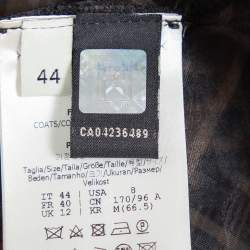 Pre Owned Fendi Black & Brown Organza Zucca Monogram Sheer Cold Shoulder Jacket M