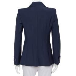 Pre Owned Fendi Navy Blue Wool Blend Striped Cuff Detail Tailored Blazer S