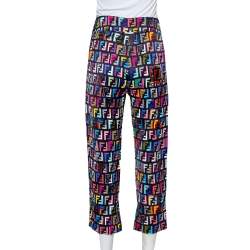Pre Owned Fendi Multicolor Synthetic Cropped Fun Fair Pants XS