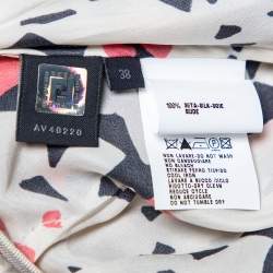 Pre Owned بلوزة فندي حرير ذهبي مطبوع حواف غاذيرد مقاس صغير - سمول 