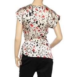 Pre Owned بلوزة فندي حرير ذهبي مطبوع حواف غاذيرد مقاس صغير - سمول 