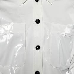 Pre Owned Fendi White Synthetic Coated Button Front Jacket M