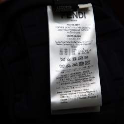 Pre Owned Fendi Black Logo Embossed Leather Cropped Jacket M