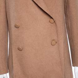 Pre Owned Fendi Beige Camel Hair Karligraphy Double Breasted Coat S