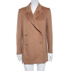 Pre Owned Fendi Beige Camel Hair Karligraphy Double Breasted Coat S