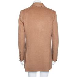 Pre Owned Fendi Beige Camel Hair Karligraphy Double Breasted Coat S