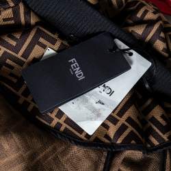 Pre Owned Fendi Brown Zucca Monogram Jacquard Ruched Cropped Bomber Jacket S 