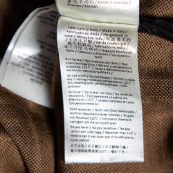 Pre Owned Fendi Brown Zucca Monogram Jacquard Ruched Cropped Bomber Jacket S 