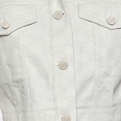 مملوكة مسبقًا Fendi Cream FF Karligraphy Motif Cropped Denim Jacket M