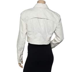 مملوكة مسبقًا Fendi Cream FF Karligraphy Motif Cropped Denim Jacket M