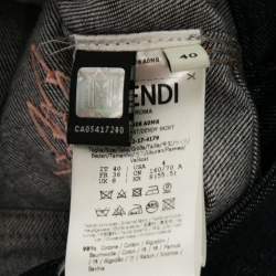 مملوكة مسبقًا Fendi Blue Denim Palm Logo Embroidered A-Line Midi Skirt S