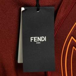 Pre Owned Fendi Burnt Orange Raised Logo Pattern Biker Shorts M
