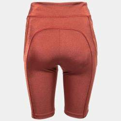 Pre Owned Fendi Burnt Orange Raised Logo Pattern Biker Shorts M