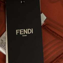 Pre Owned Fendi Burnt Orange Raised Logo Pattern Neoprene Sports Top S  