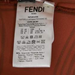Pre Owned Fendi Burnt Orange Raised Logo Pattern Neoprene Sports Top S  