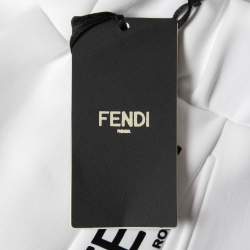 Fendi White Neoprene Logo Band Jogger Pants M