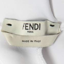 Fendi White Neoprene Logo Band Jogger Pants M