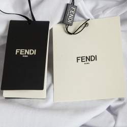Pre Owned Fendi White Logo Embroidered Cotton T-Shirt L