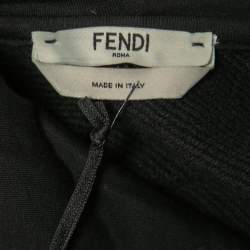 Pre Owned Fendi Black Cotton Logo Embroidered Pearl Long Hoodie S