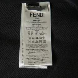 Pre Owned Fendi Black Cotton Logo Embroidered Pearl Long Hoodie S