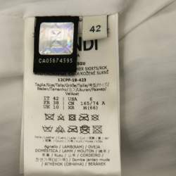 Pre Owned Fendi White All Over Logo Print Leather Mini Skirt M