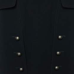 Pre Owned Fendi Black Wool Military Button Detail Pencil Skirt M