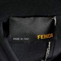 Pre Owned Fendi Black Wool Military Button Detail Pencil Skirt M