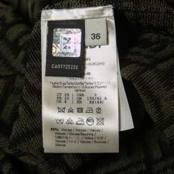 Pre Owned Fendi Green Zucca Monogram Intarsia Knit Pencil Skirt XS