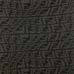 Pre Owned Fendi Green Zucca Monogram Intarsia Knit Pencil Skirt XS